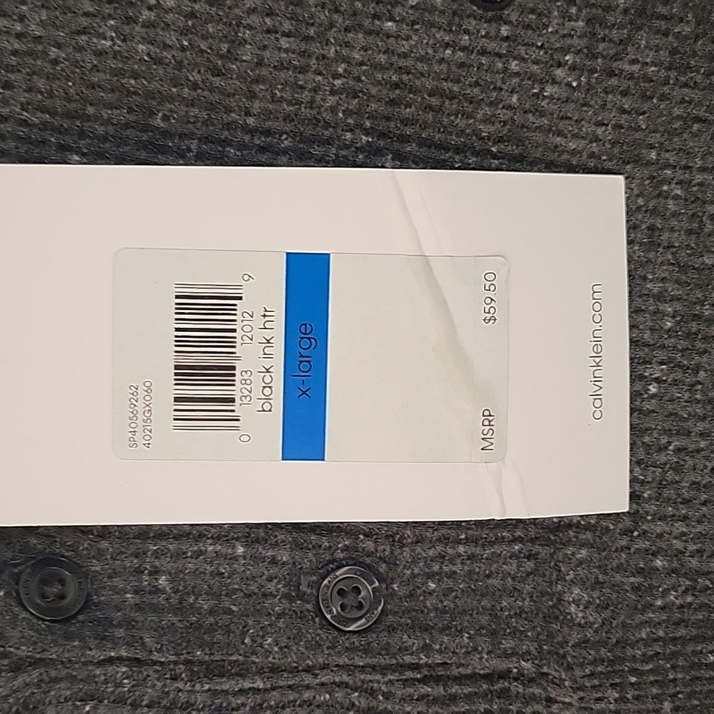 NWT Men's Dark Heather Gray Thermal Henley - Picture 3 of 4